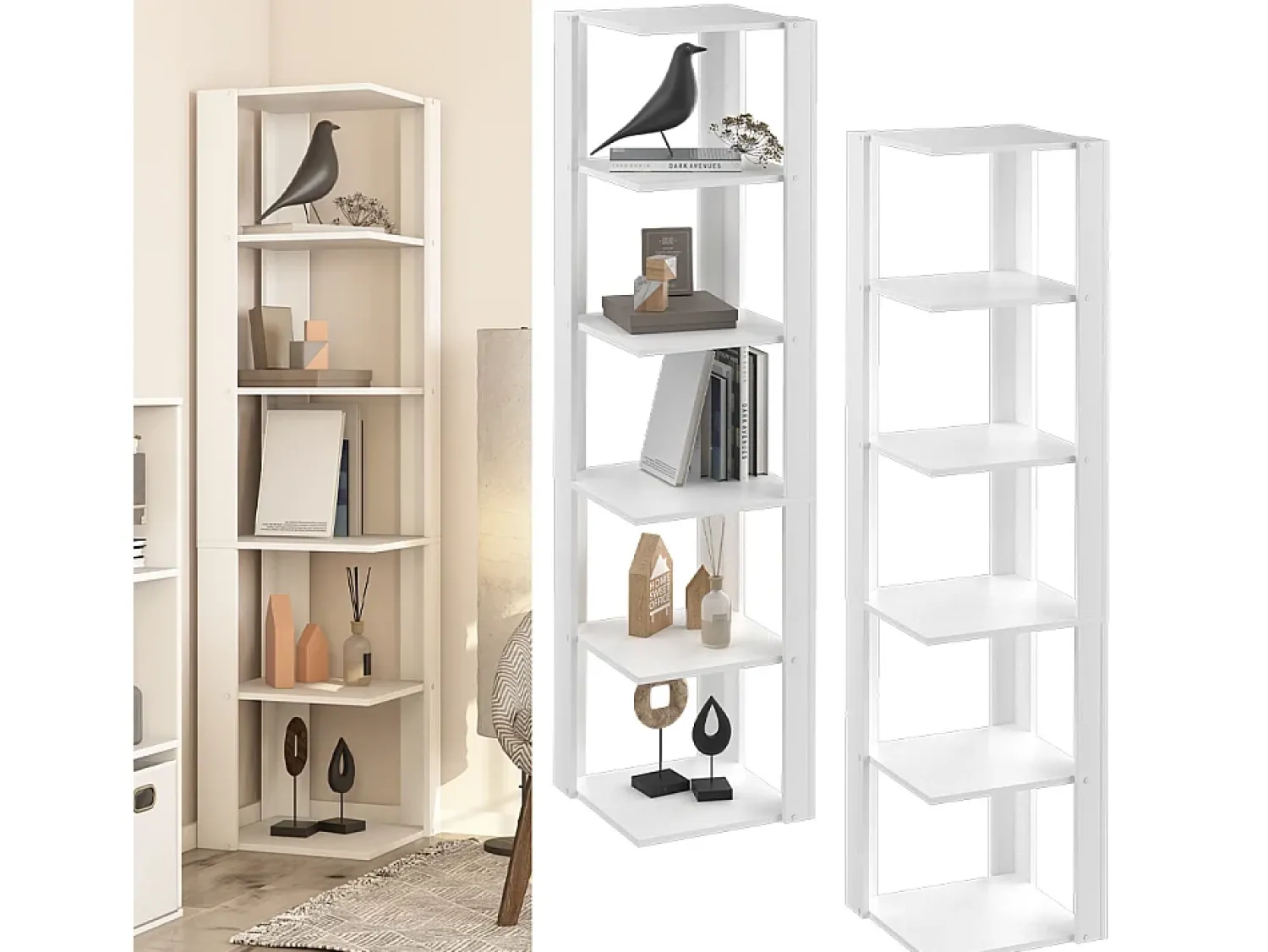 Outlet Vicco Prateleira de canto 45x45x180 amina Branco
