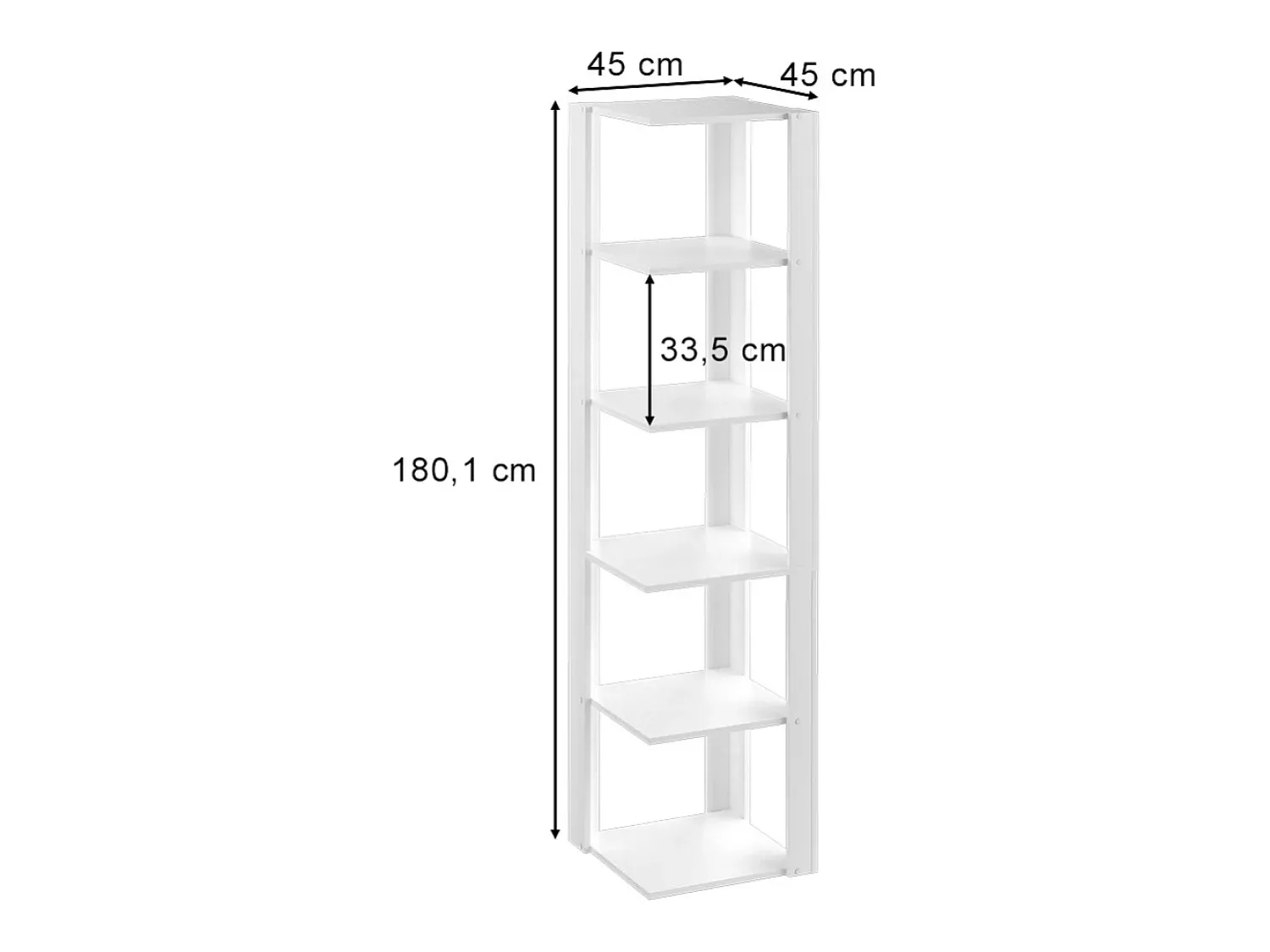 Outlet Vicco Prateleira de canto 45x45x180 amina Branco