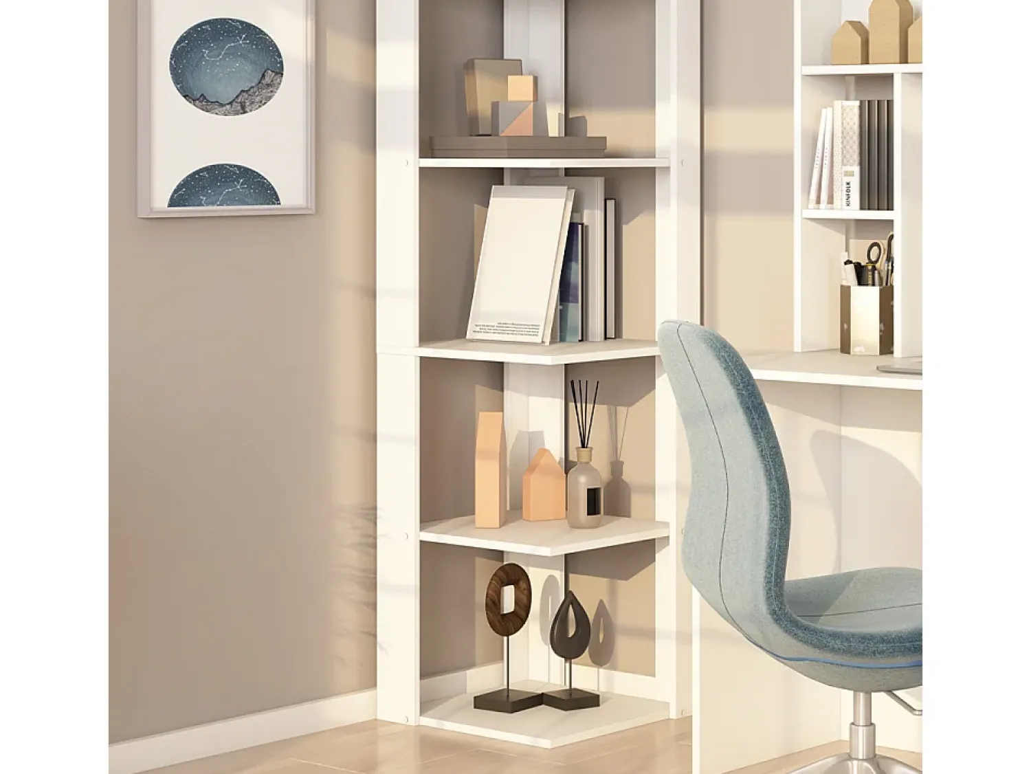 Outlet Vicco Prateleira de canto 45x45x180 amina Branco