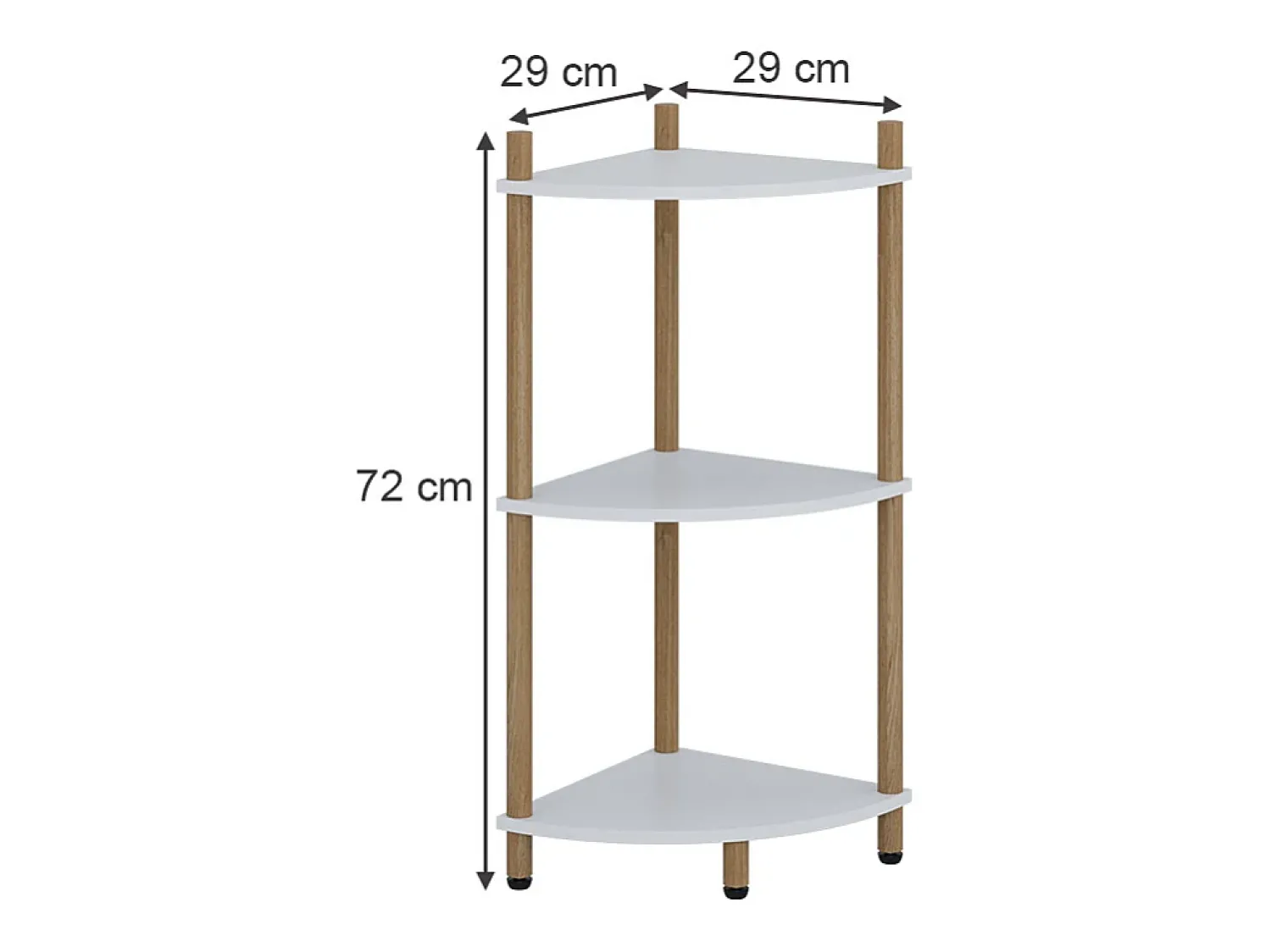 Vicco Prateleira de canto /pinheiro 29x29x72 bivio^ Prateleira