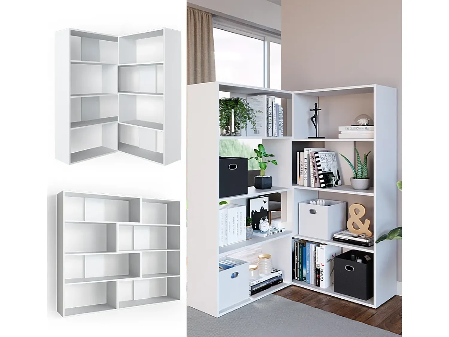 Prateleira*Vicco Prateleira de canto 170x29.6x142.4 laine Branco