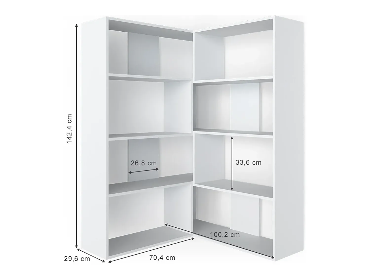 Prateleira*Vicco Prateleira de canto 170x29.6x142.4 laine Branco