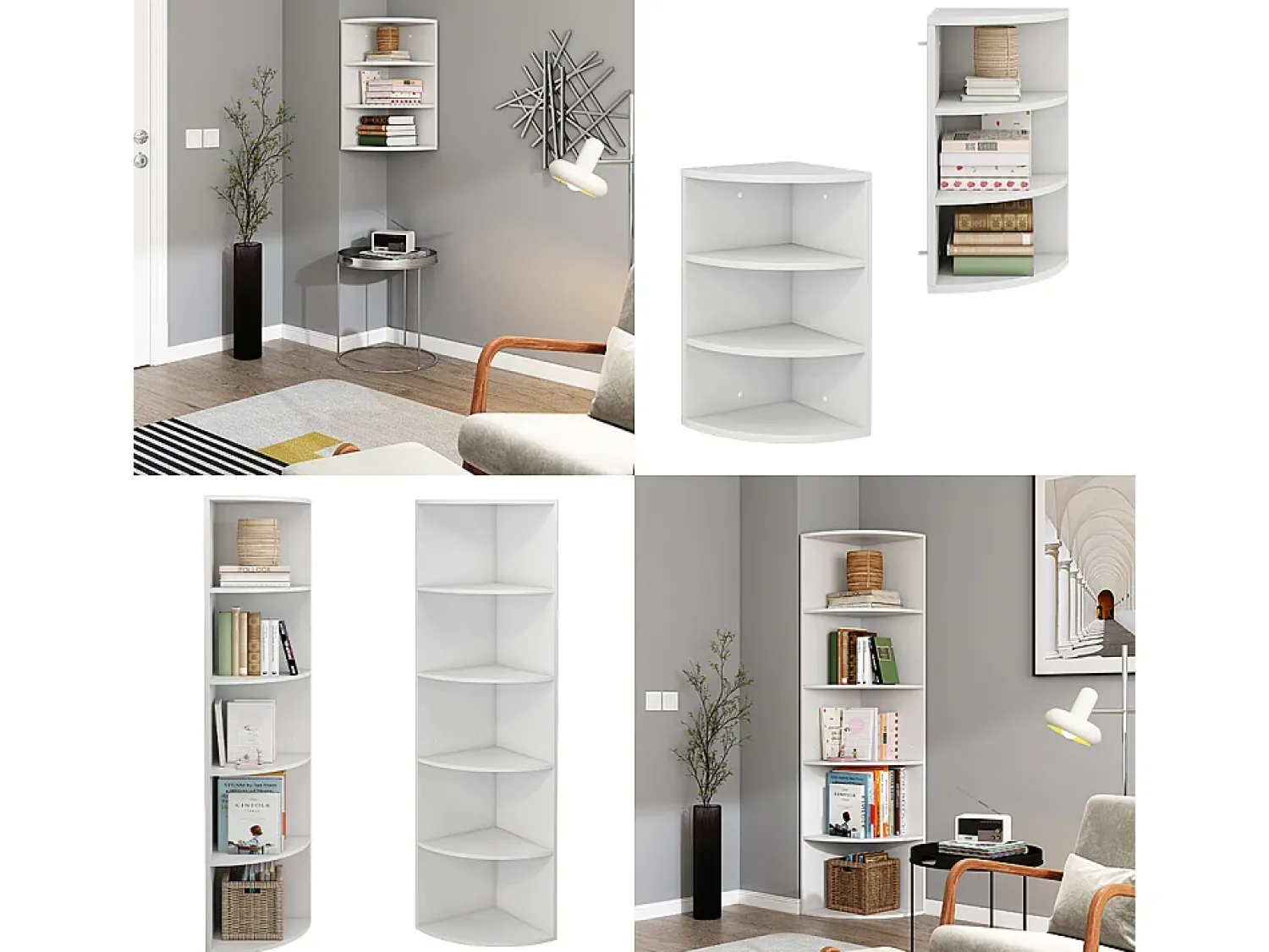 Hot Vicco Prateleira de canto 40x40x180 fabienne Branco