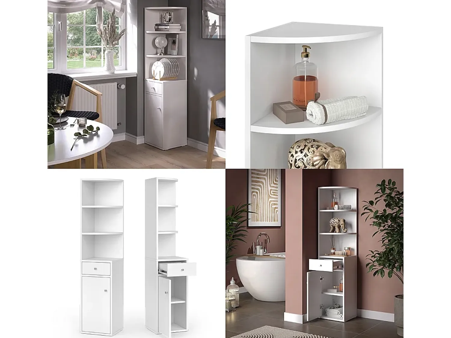 Prateleira|Vicco Prateleira de canto 30x30x135.5 larry Branco