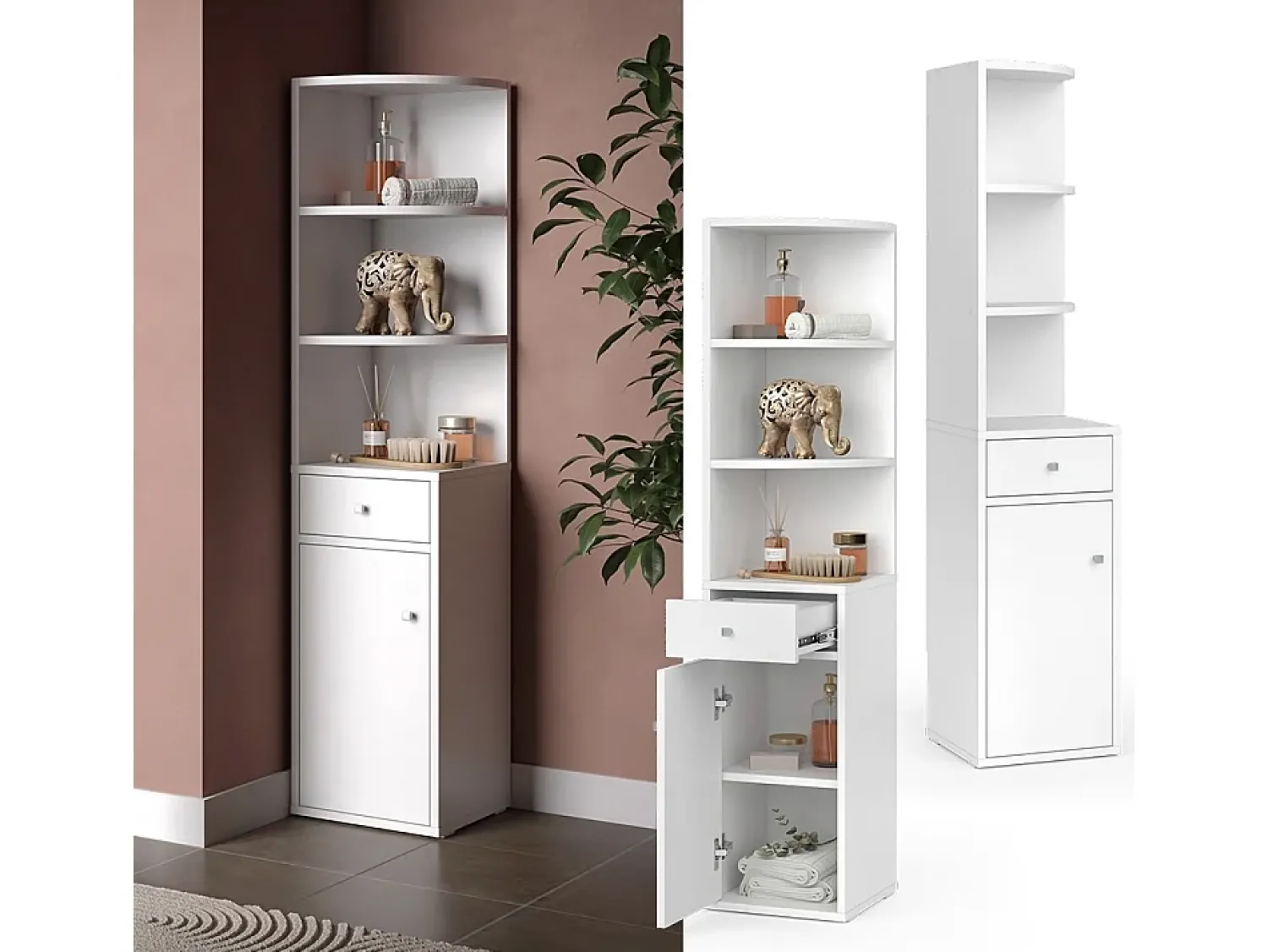 Prateleira|Vicco Prateleira de canto 30x30x135.5 larry Branco