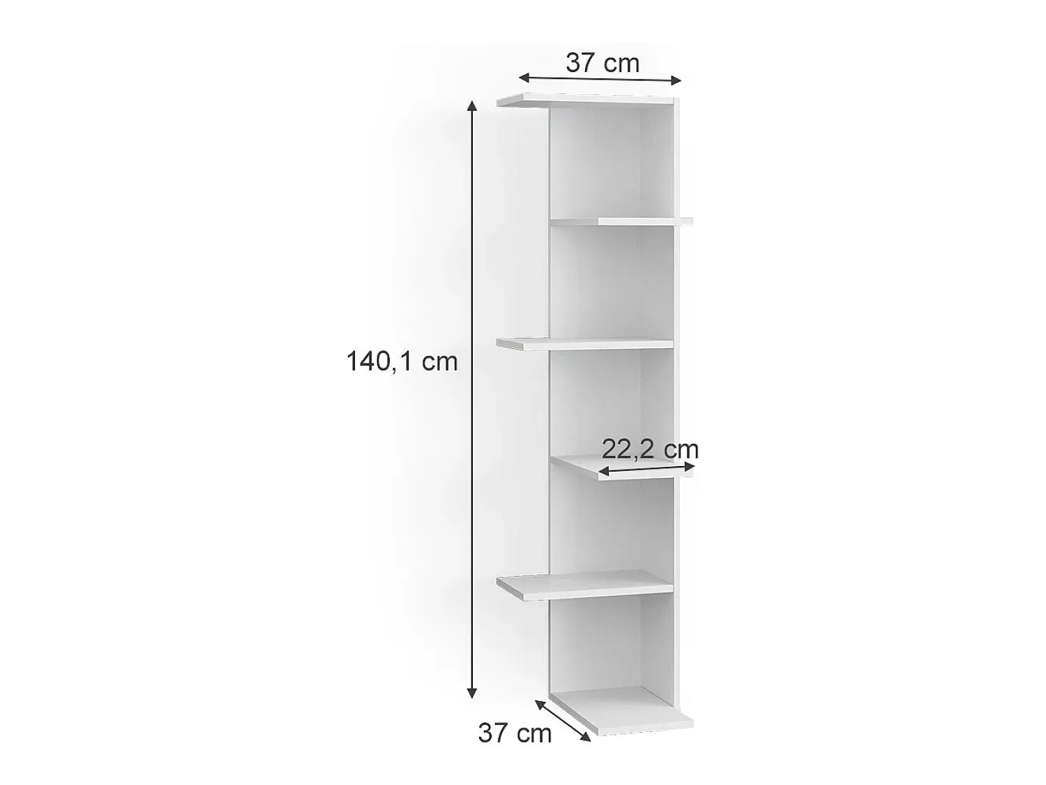 Discount Vicco Prateleira de canto 37x37x140.1 tera Branco