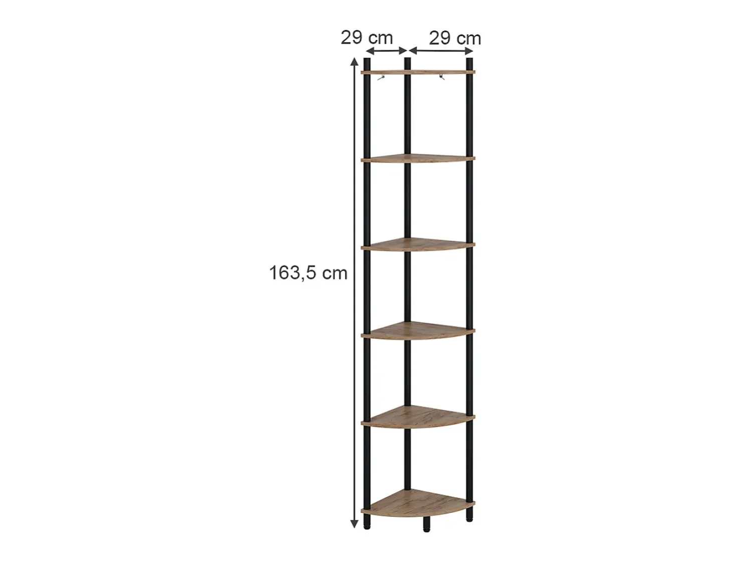 Vicco Prateleira de canto carvalho goldkraft/antracite 29x29x163.5 bivio^ Prateleira