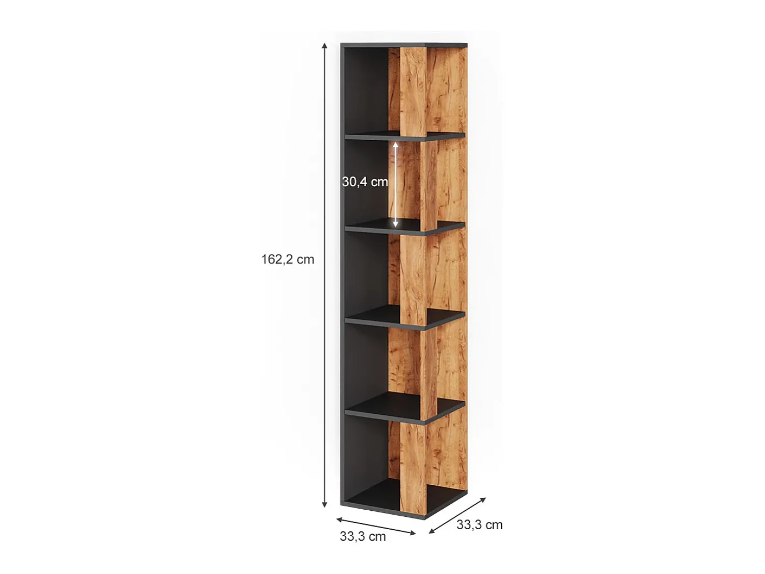 Vicco Prateleira de canto carvalho goldkraft 33.3x33.3x162.2 lio^ Prateleira