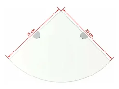 Mobikasa Prateleira de canto para armário com suportes cromados vidro 25 x 25 cm 2702217/3^ Prateleira