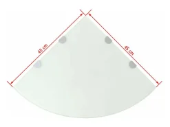 Prateleira|Helloshop26 Prateleira de canto para armário com suportes cromados e vidro branco 45 x 45 cm 2702225/2 Transparente