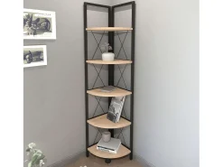 Prateleira| Prateleira de canto Rus Carvalho Safir/ 160x67x34 cm Preto