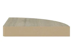Prateleira de canto suspensa 25x25x3,8 cm MDF cor carvalho PT495569^ Prateleira
