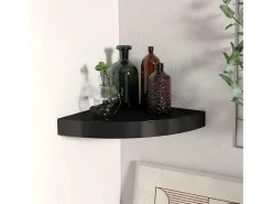 Prateleira*vidaxl Prateleira de canto suspensa 25x25x3,8 cm MDF Preto