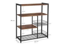 Mobikasa Prateleira de cozinha para guardar forno de micro-ondas estilo industrial marrom e 12_0000547^ Prateleira
