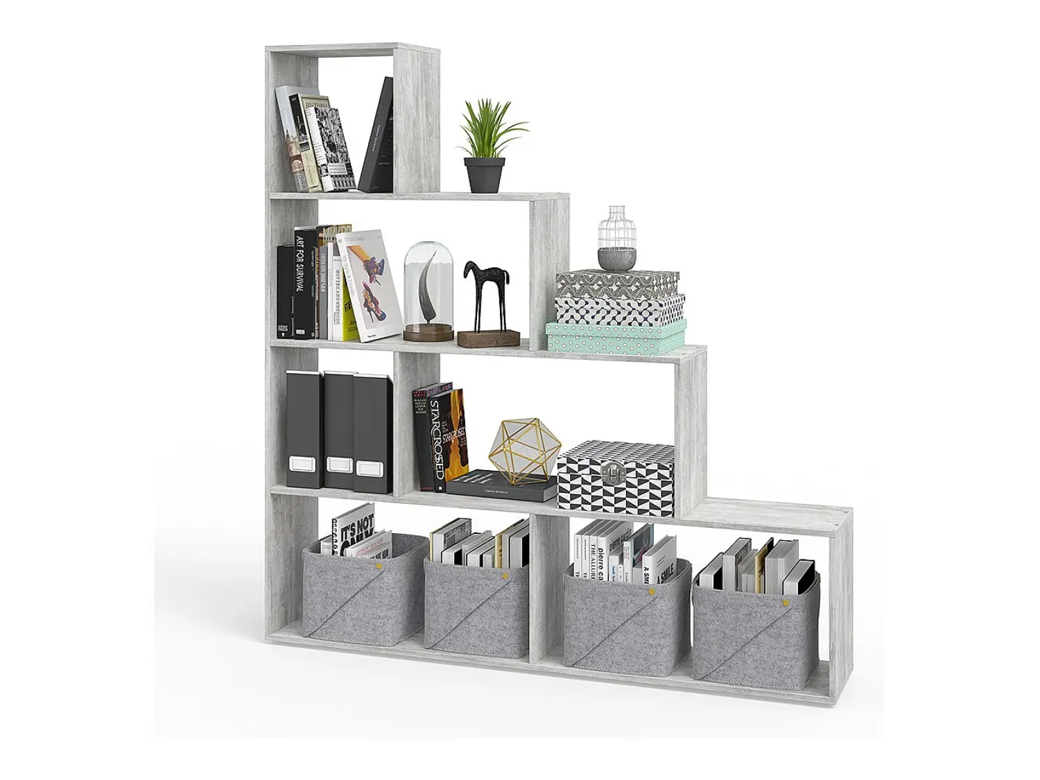 Prateleira|Vicco Prateleira de escada betão 163x29x155 Cinzento claro