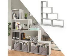 Prateleira|Vicco Prateleira de escada betão 163x29x155 Cinzento claro