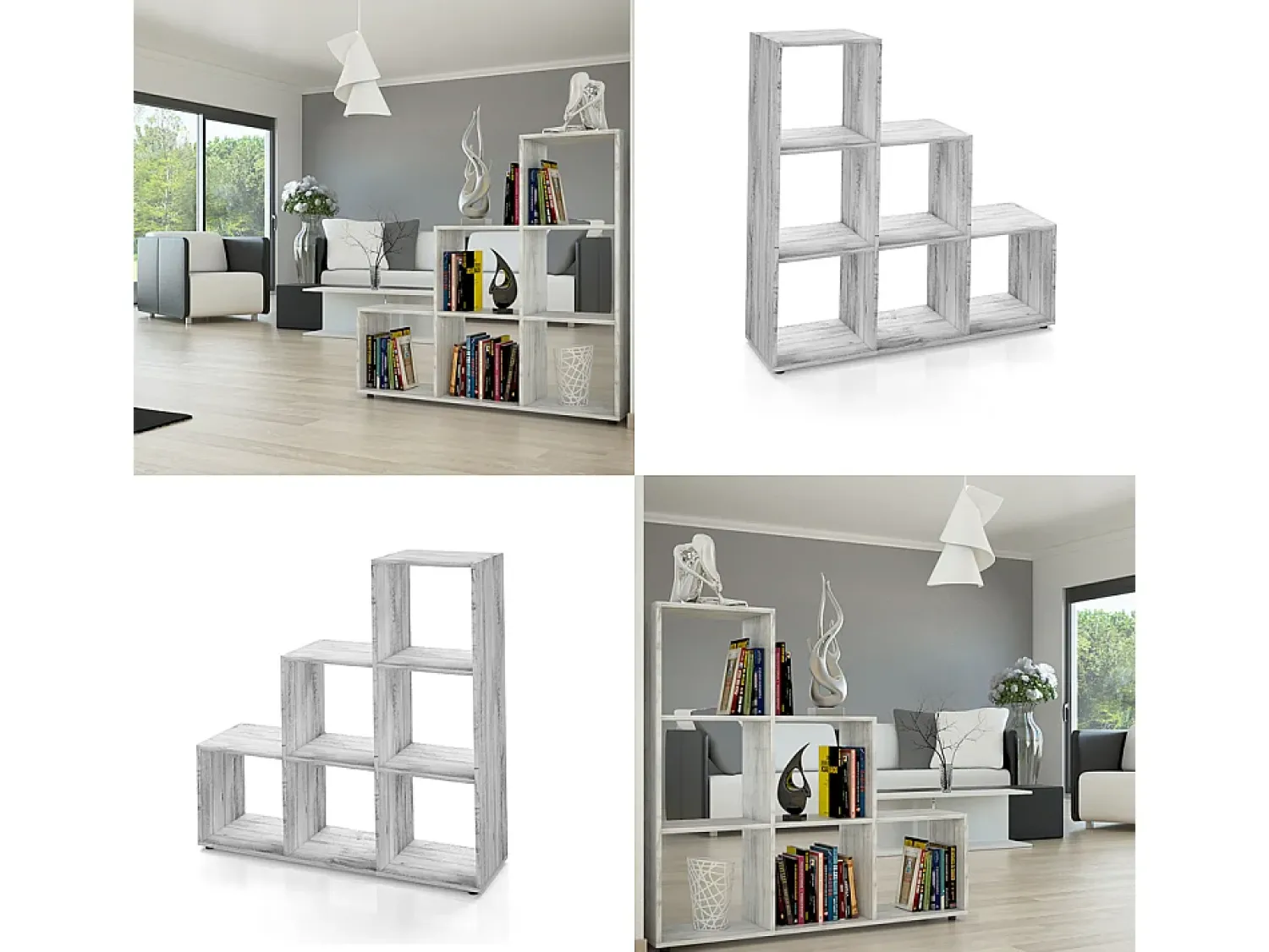 Vicco Prateleira de escada betão 107.2x29x107.8^ Prateleira