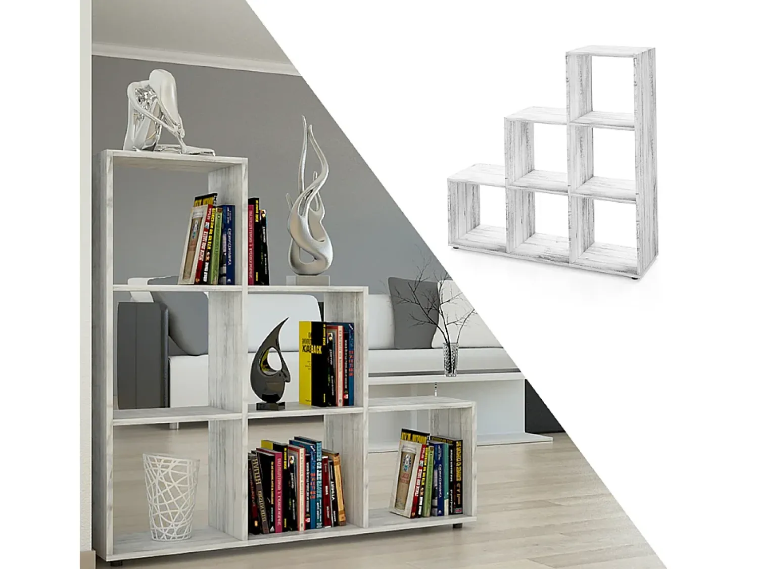 Vicco Prateleira de escada betão 107.2x29x107.8^ Prateleira