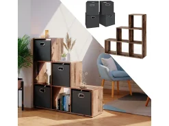 Vicco Prateleira de escada madeira antiga 107.2x29x107.8^ Prateleira