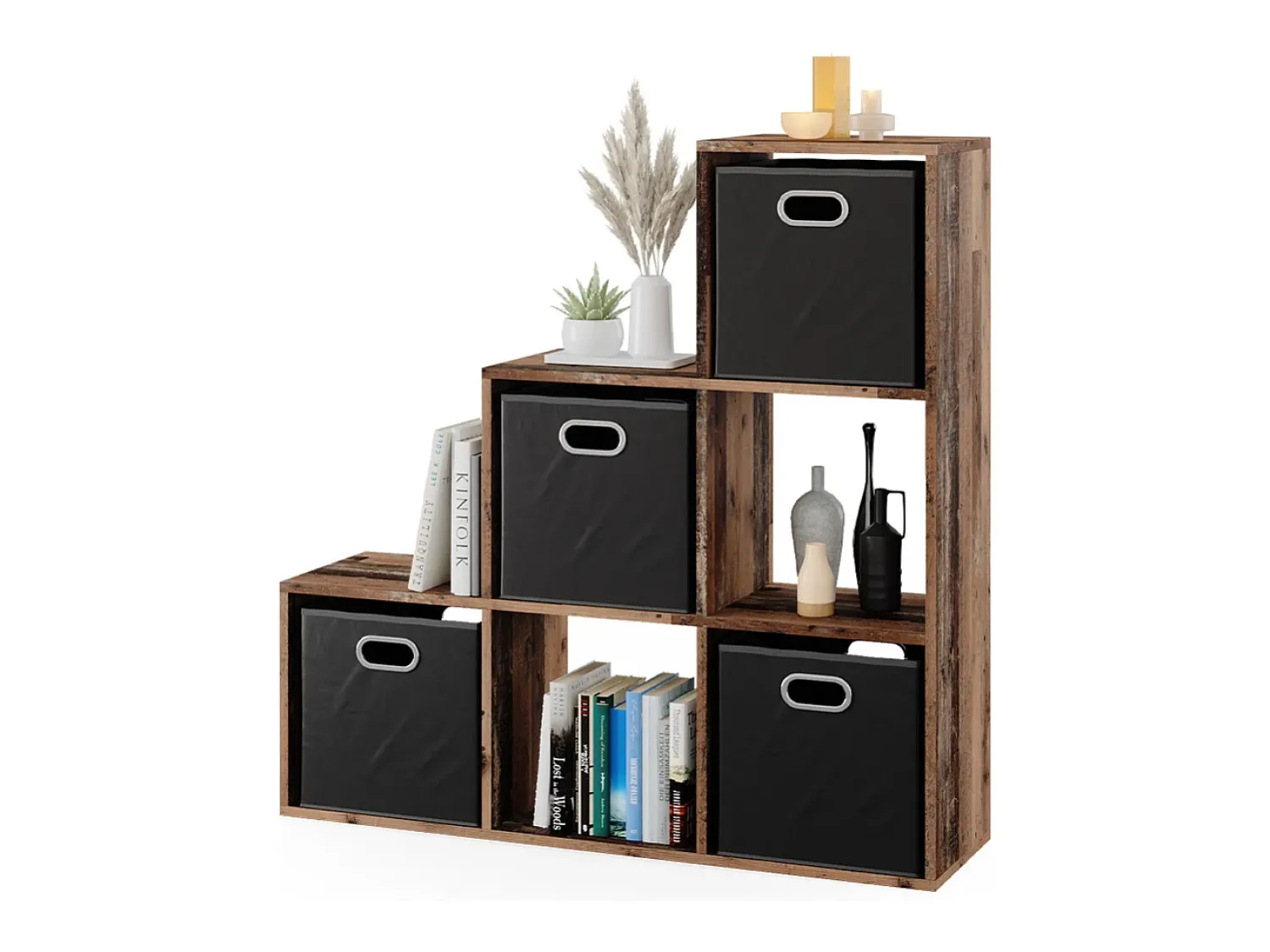 Vicco Prateleira de escada madeira antiga 107.2x29x107.8^ Prateleira