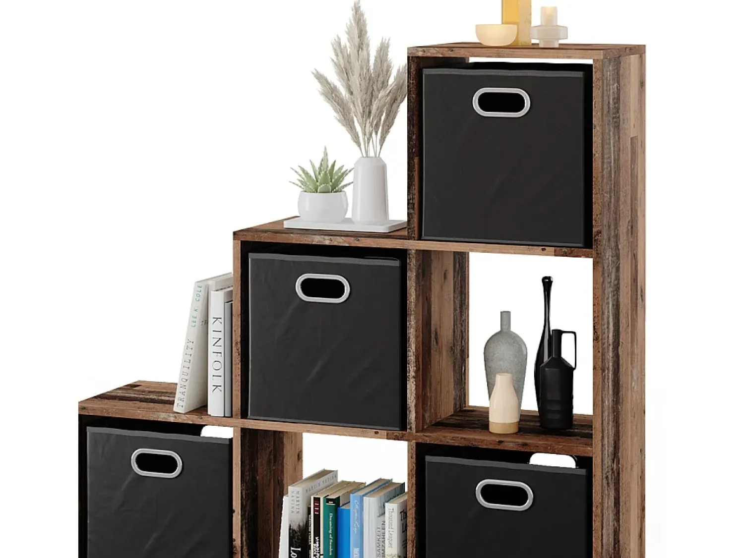 Vicco Prateleira de escada madeira antiga 107.2x29x107.8^ Prateleira