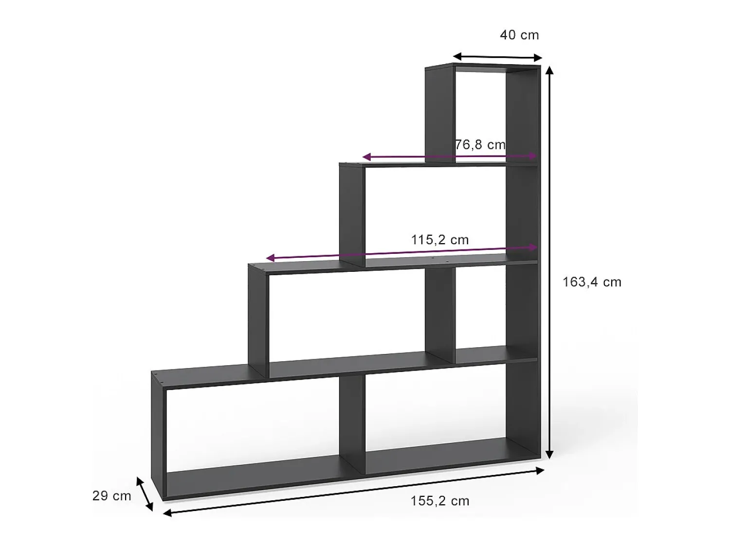 Discount Vicco Prateleira de escada 163x29x155 Preto