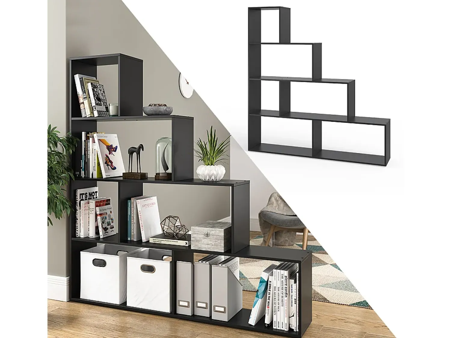 Discount Vicco Prateleira de escada 163x29x155 Preto