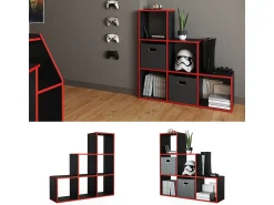Prateleira*Vicco Prateleira de escada preto/ 107.2x29x107.8 Vermelho