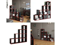 Prateleira|Vicco Prateleira de escada preto/ 142.5x29x140 Vermelho