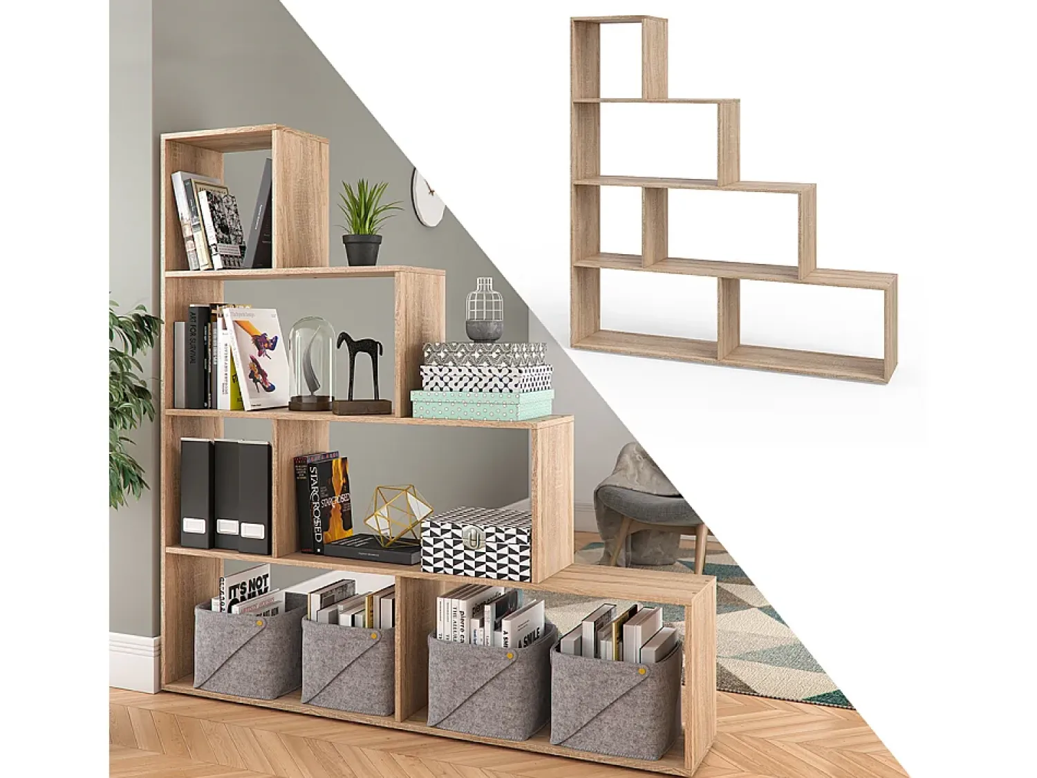 Online Vicco Prateleira de escada sonoma 163x29x155 Natural claro