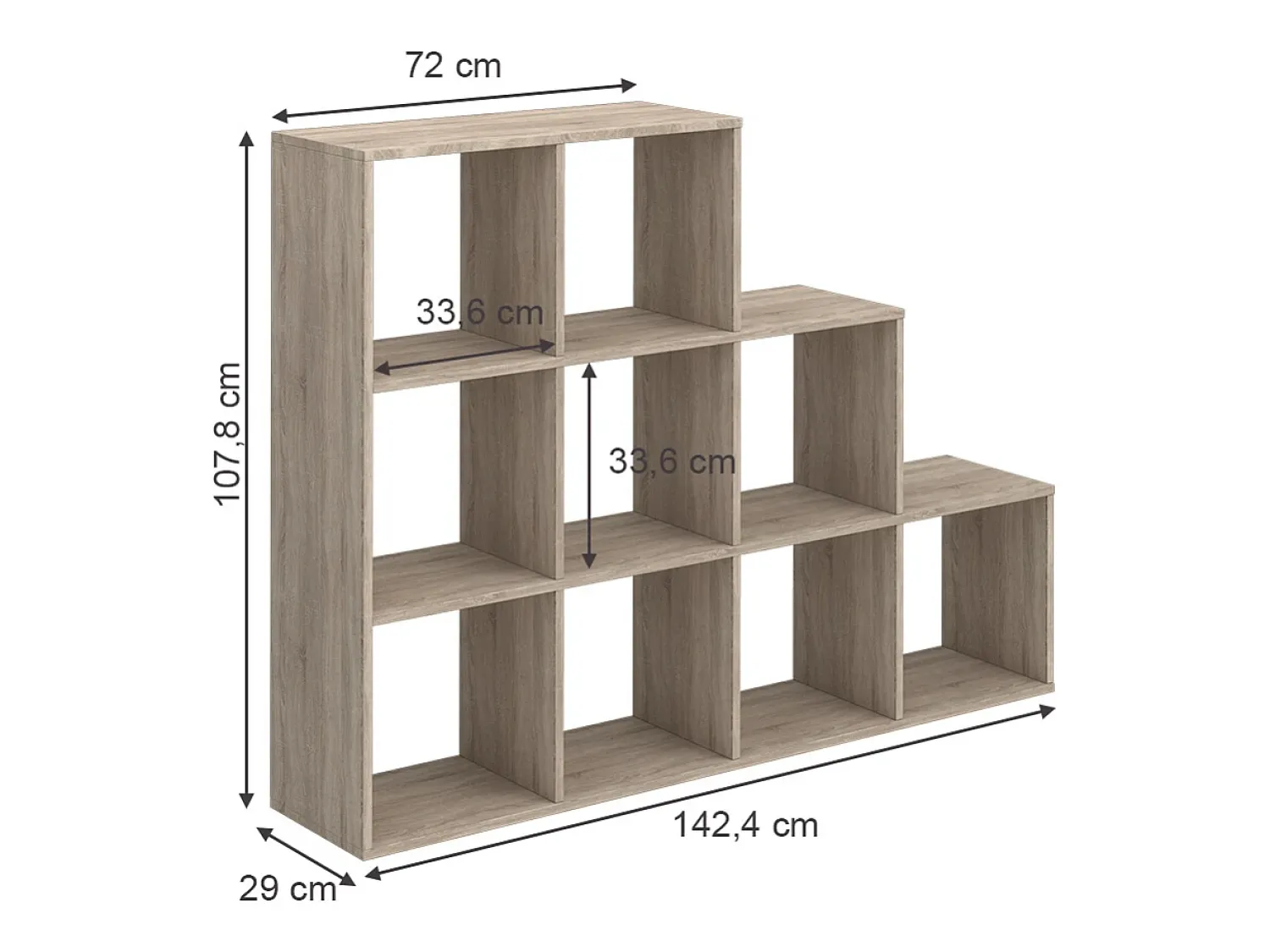 Discount Vicco Prateleira de escada sonoma 142.4x29x107.8 Natural claro