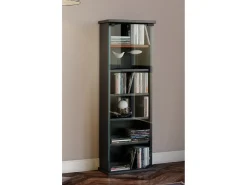 VCM Prateleira de mídia de CD / DVD Vetro Preto A. 92 x L. 31 x P. 18 cm^ Móvel De Arrumação