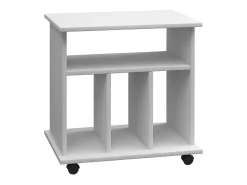 VCM Prateleira de Mídia de Madeira | Prateleira com Rolos | Dimensões: A. 59 x L. 60 x P. 45 cm - Retal (Branco)^ Móvel De Arrumação