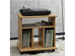 VCM Prateleira de Mídia de Madeira | Prateleira com Rolos | Dimensões: A. 59 x L. 60 x P. 45 cm - Retal (Beech)^ Móvel De Arrumação