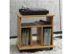 VCM Prateleira de Mídia de Madeira | Prateleira com Rolos | Dimensões: A. 59 x L. 60 x P. 45 cm - Retal (Beech)^ Móvel De Arrumação