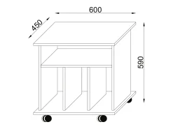 VCM Prateleira de Mídia de Madeira | Prateleira com Rolos | Dimensões: A. 59 x L. 60 x P. 45 cm - Retal (Beech)^ Móvel De Arrumação