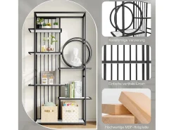Prateleira*Merax Prateleira de metal - 100 x 30 x 180 cm - tubo de aço maciço - estrutura geométrica - MDF + Metal - branco + Preto