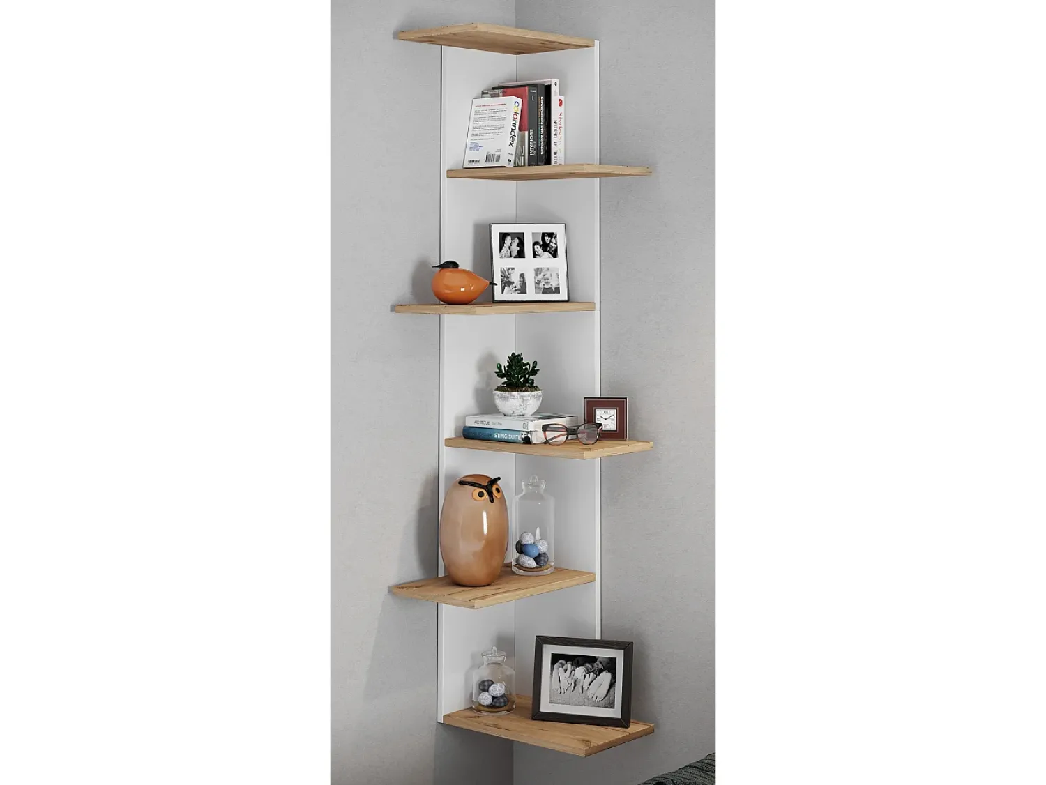 Online VCM Prateleira de parede Balos Branco/carvalho de mel A. 140 x L. 37 x P. 37 cm Multicor