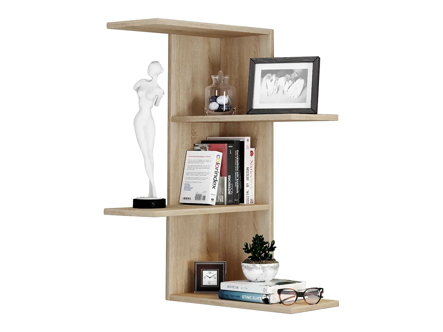 VCM Prateleira de parede Balos Sonoma Oak A. 77 x L. 45 x P. 45 cm^ Prateleira