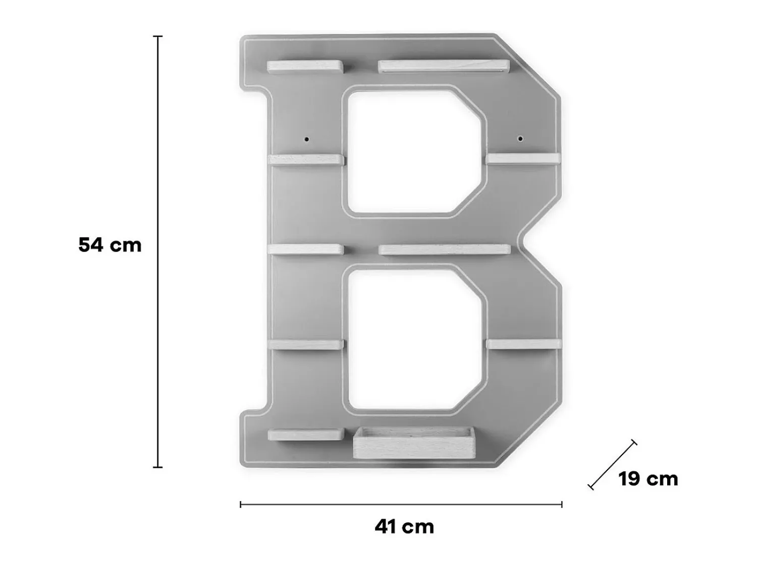 Hot VCM Prateleira de parede BOARTI Buchstabe Branco A. 54 x L. 41 x P. 19 cm Multicor
