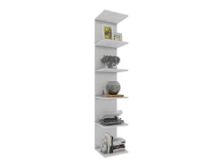 Best VCM Prateleira de parede branca Lazas 180x35x30 cm, design moderno, 5 compartimentos abertos, montagem segura na parede Branco