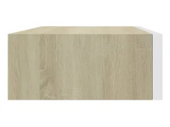 Clearance Prateleira de parede c/ gaveta MDF 40x23,5x10cm carvalho/branco PT657384 Castanho