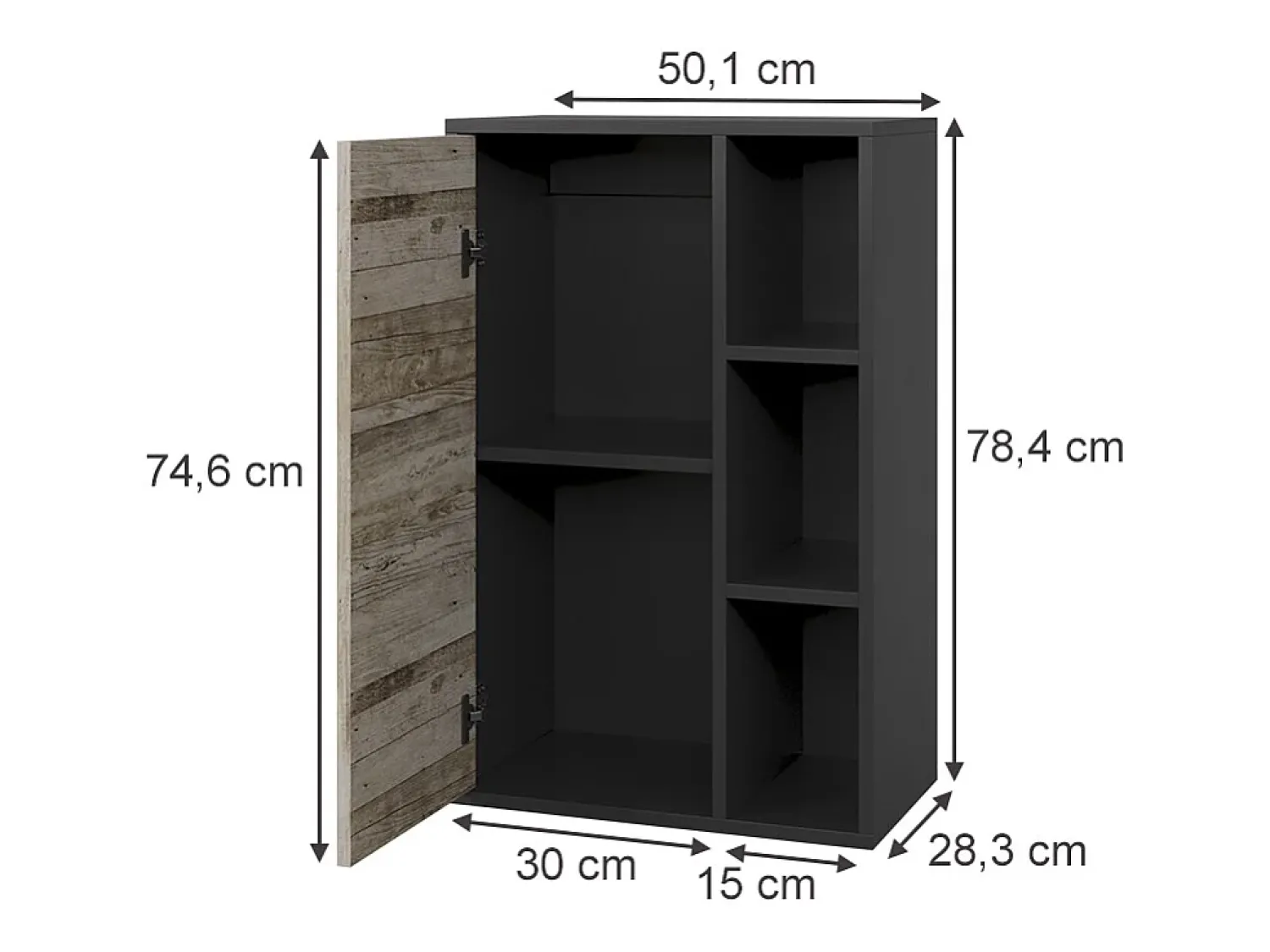 Prateleira*Vicco Prateleira de parede carvalho /areia 50.1x28.3x78.4 berno Preto