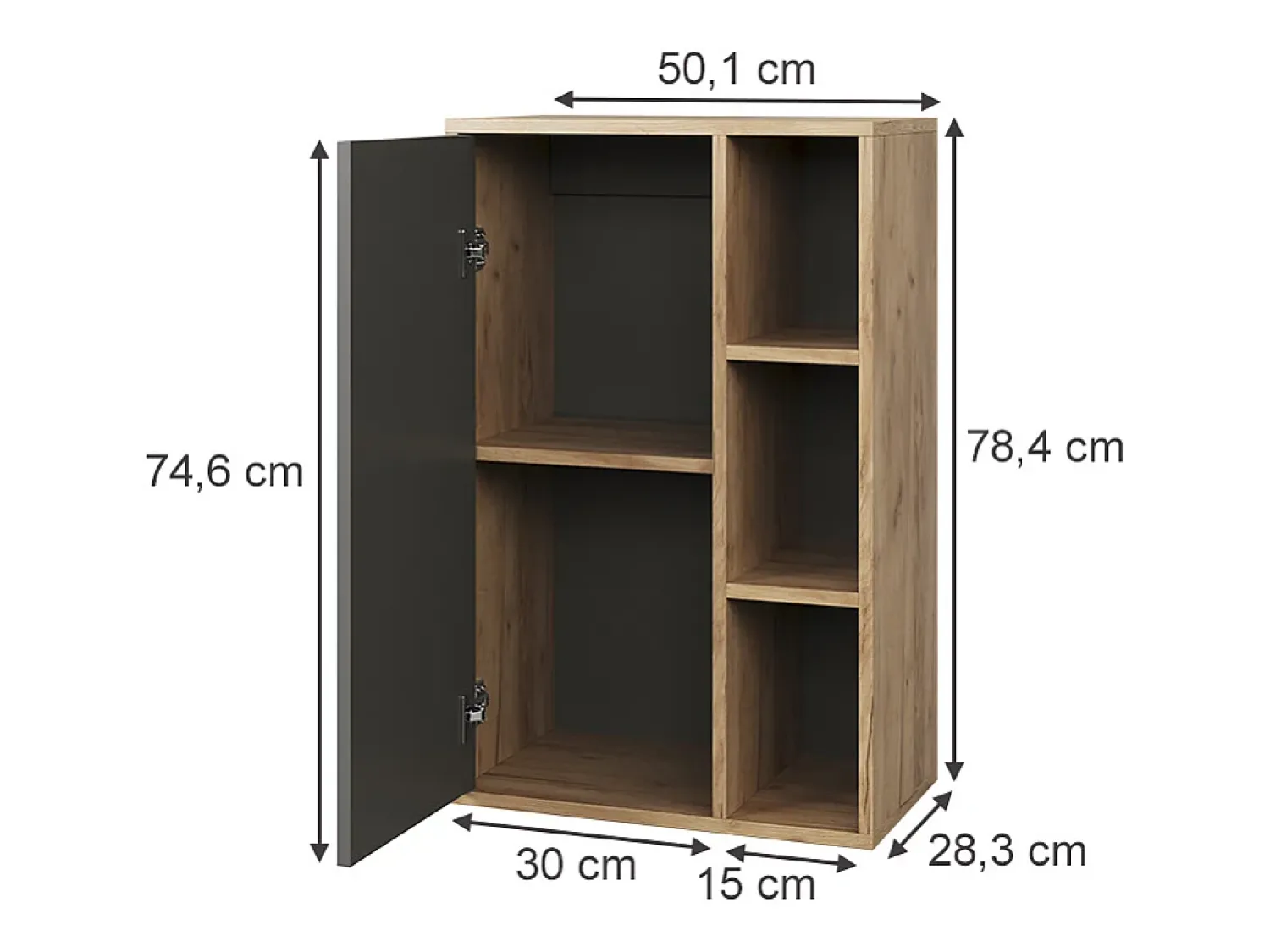 Prateleira|Vicco Prateleira de parede carvalho goldkraft/antracite 50.1x28.3x78.4 berno Natural escuro