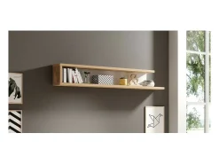 Prateleira*Meublorama Prateleira de parede 180cm cores carvalho e branco brilhante coleção SINATRA Castanho