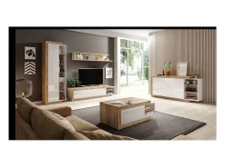 Prateleira*Meublorama Prateleira de parede 180cm cores carvalho e branco brilhante coleção SINATRA Castanho
