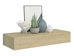 Prateleira de parede com gaveta MDF 60x23,5x10 cm cor carvalho PT672783 Castanho