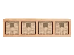 Prateleira de parede com cestos 62x18x16 cm nogueira maciça PT518522^ Prateleira