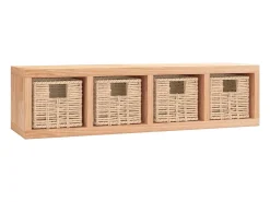 Prateleira de parede com cestos 62x18x16 cm nogueira maciça PT518522^ Prateleira