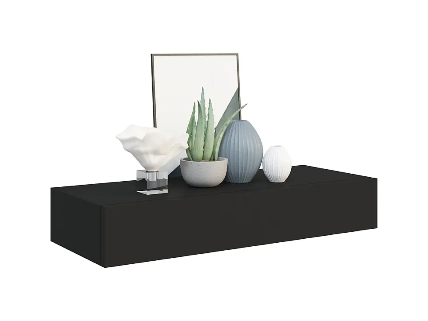 Prateleira* Prateleira de parede com gaveta MDF 60x23,5x10 cm PT259225 Preto